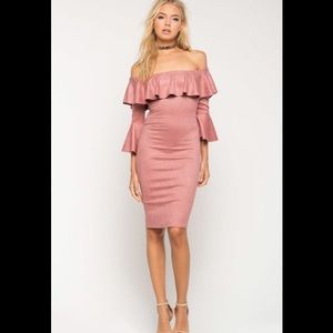 Belle Ruffle Suede Dress
